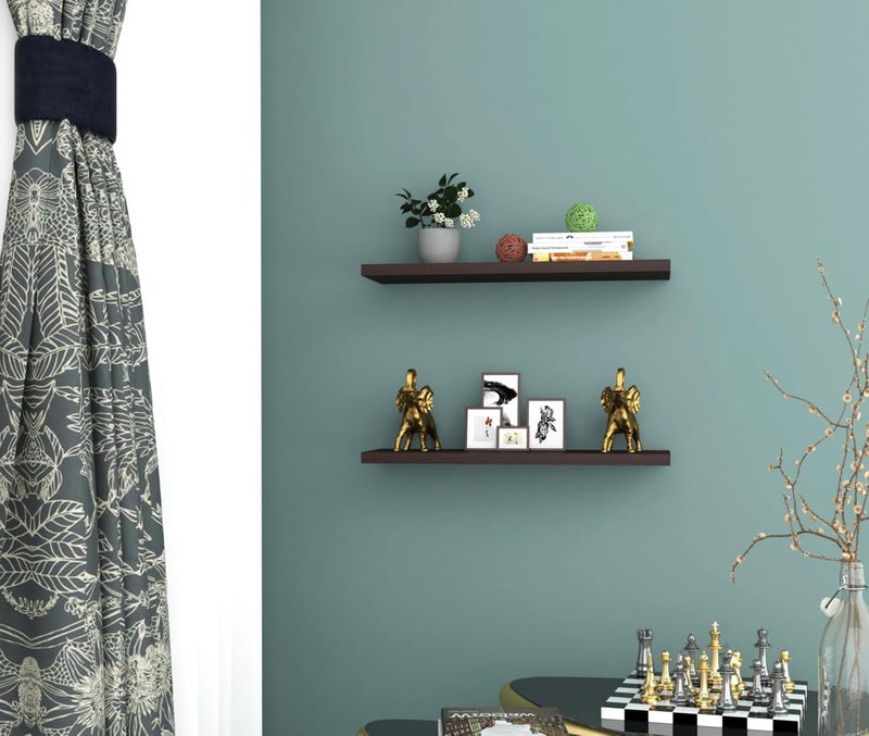 Captiver MDF Wood Wall Mount Decorative Shelf Stand 2 (Tier 2,10X30 CM, Wenge) Office Living Room Kitchen Décor Shelves Multipurpose Storage Organizer - Image 3