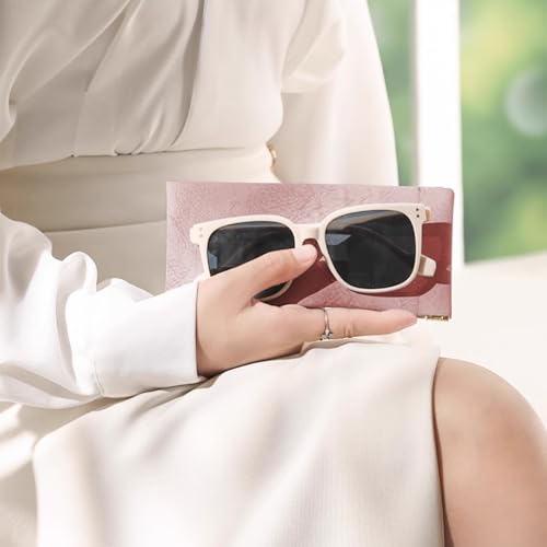 Pebipoo Glasses Cases Soft, Leather Eyeglasses Cases, Squeeze Top Portable Sunglasses Case, PU Glasses Pouch for Men Women (Pink Blue Green) - Image 5