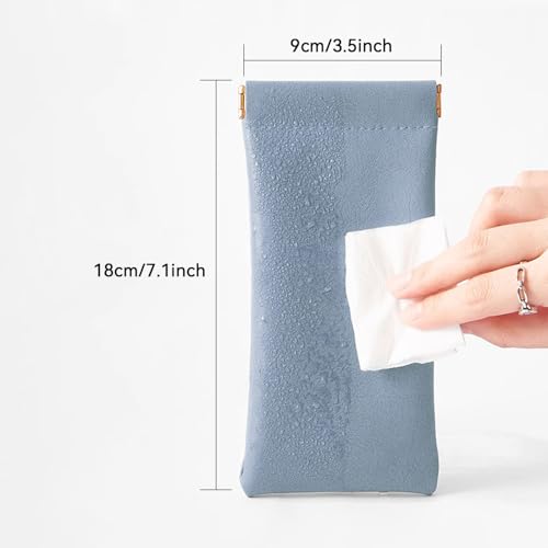 Pebipoo Glasses Cases Soft, Leather Eyeglasses Cases, Squeeze Top Portable Sunglasses Case, PU Glasses Pouch for Men Women (Pink Blue Green) - Image 2