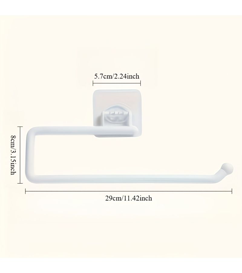 White 2pcs No Drill Wall Mount Paper Towel Holder Kitchen Bathroom Storage Rack - Image 3