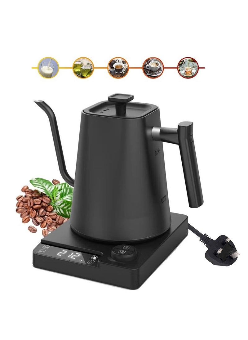 KADRAMA 1000 mL Electric Gooseneck Kettle, Pour Over Kettle for Coffee and Tea, 1200W Rapid Heating,Temperature Control with Digital Display , 304 Stainless Steel, Keep Warm Function, Matte Black  - Image 1