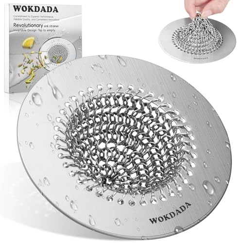 Wokdada Sink Drain Strainer, Reversible No Clog Mesh Kitchen Sink Drain Strainer, 304 Stainless Steel & Rust-Proof/Masterfully Handcrafted, Easy Clean, Dishwasher Safe, Fits Standard Sink Drain - Image 1