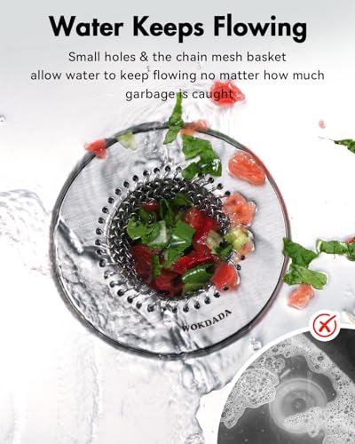 Wokdada Sink Drain Strainer, Reversible No Clog Mesh Kitchen Sink Drain Strainer, 304 Stainless Steel & Rust-Proof/Masterfully Handcrafted, Easy Clean, Dishwasher Safe, Fits Standard Sink Drain - Image 3