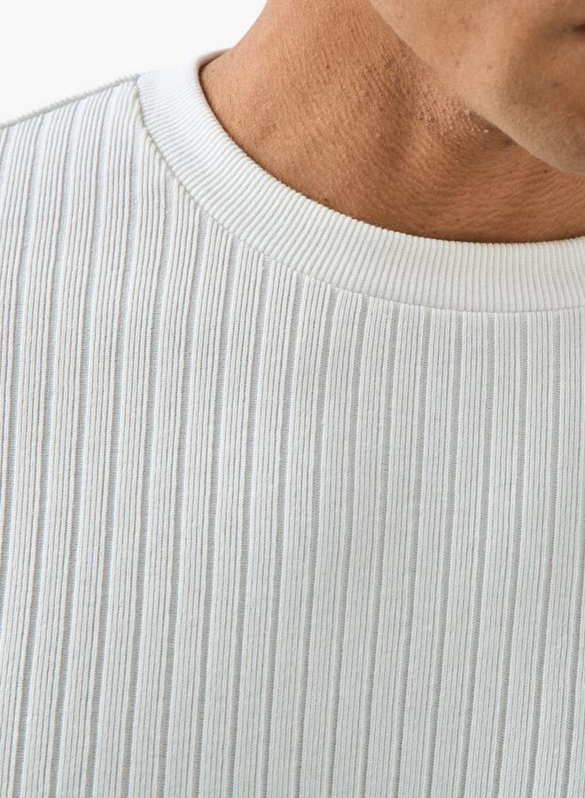 سبلاش فيڤ تيشيرت رجالي بأكمام طويلة وياقة دائرية بقصة عادية ومضلع - Image 3