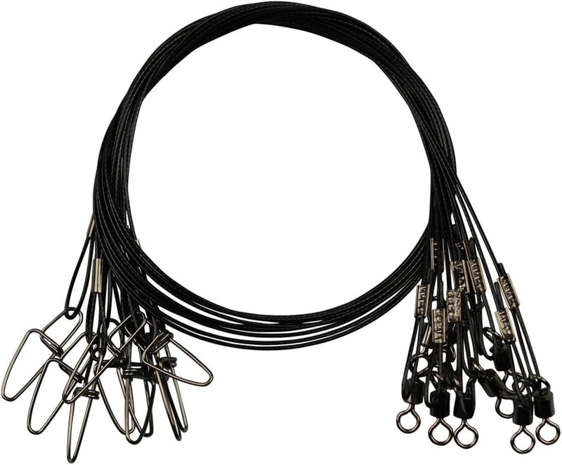 Laxygo 20pcs Fishing Wire Leaders Heavy Duty Fishing Stainless Steel Wire Leaders 150LB High Strength Fishing Leaders with Swivels and Snaps Black/Red/Green - Image 1