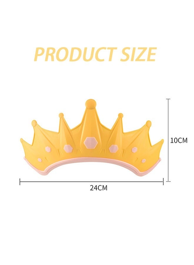 Adjustable Baby Shower Cap, Lovely Crown Shape Soft Waterproof Bathing Hat, Protect Your Baby's Eyes and Ear (Yellow) - Image 2