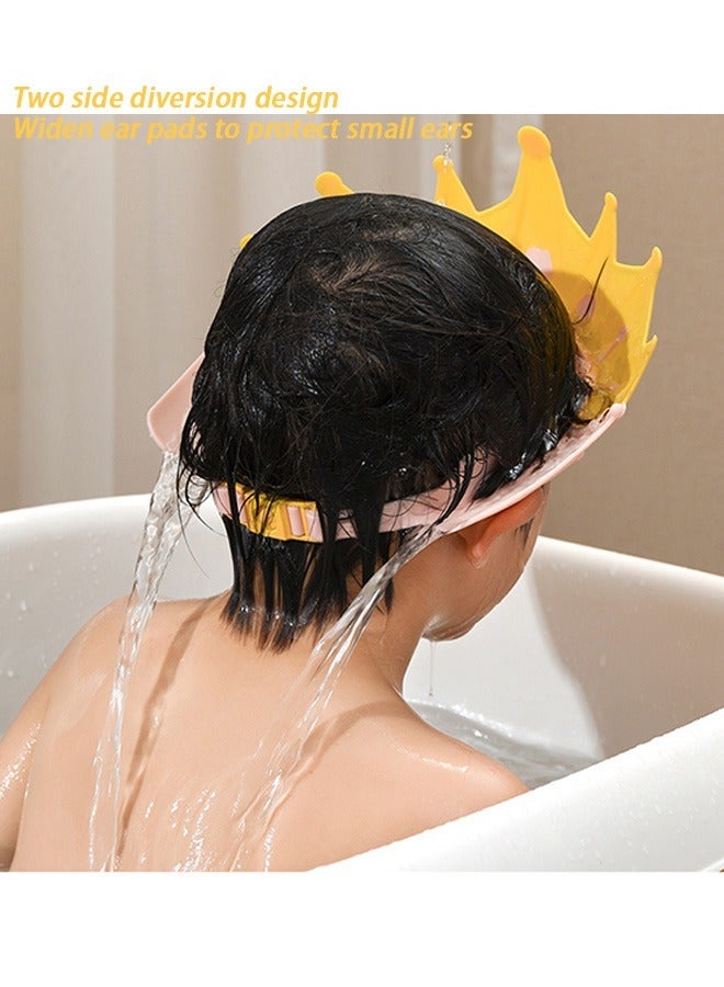 Adjustable Baby Shower Cap, Lovely Crown Shape Soft Waterproof Bathing Hat, Protect Your Baby's Eyes and Ear (Yellow) - Image 3
