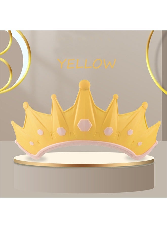 Adjustable Baby Shower Cap, Lovely Crown Shape Soft Waterproof Bathing Hat, Protect Your Baby's Eyes and Ear (Yellow) - Image 5