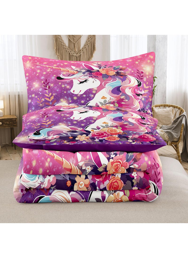 Tailor Shop Tailor Shop Kids Bedding Set for Girls Unicorn Comforter Set Full Girls Bedding Sets All Season with 2 Pillowcase  - Image 4