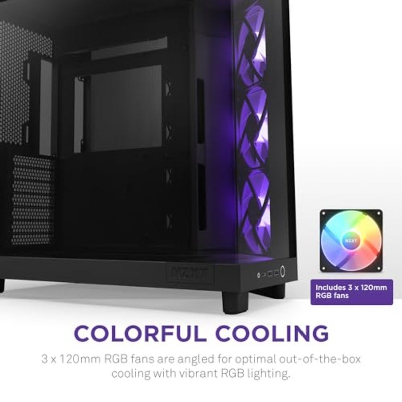 حافظة ATX مدمجة ذات حجرة مزدوجة RGB 2023 مع مراوح RGB - CC-H61FB-R1 - جميع علب ATX ثنائية الحجرة مع 3 مراوح RGB مثبتة مسبقًا مقاس 120 مم وزجاج بانورامي. إضاءة جاهزة للكاميرا، تصميم تدفق الهواء أولاً - Image 4