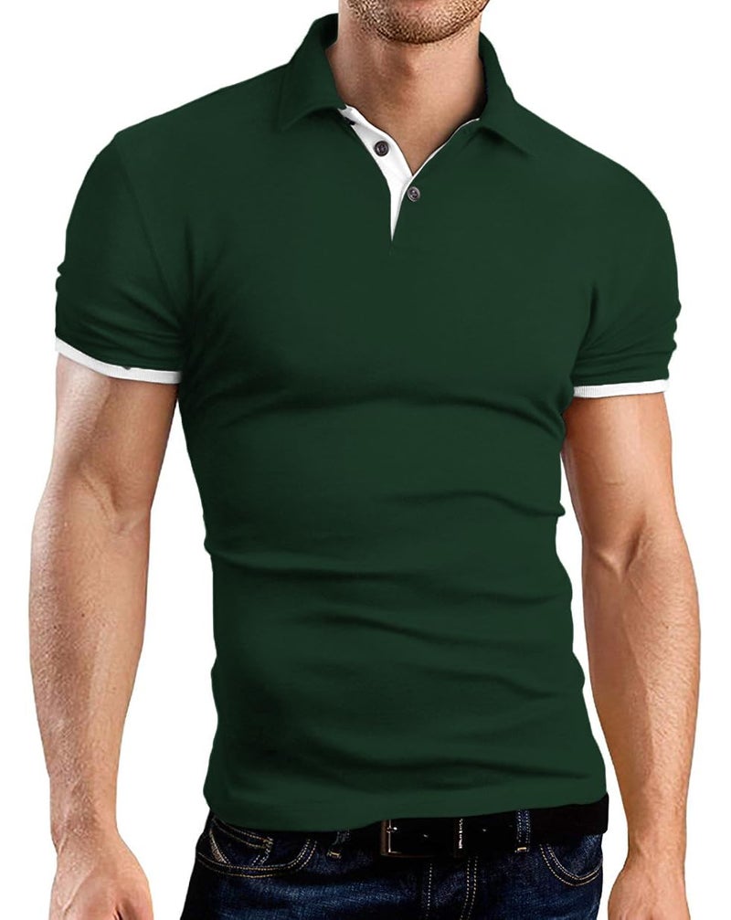 KUYIGO Men's Short Sleeve Polo Shirt Summer Classic Fit Tennis Golf St Patrick's Day Shirts Medium Hunter Green - Image 1