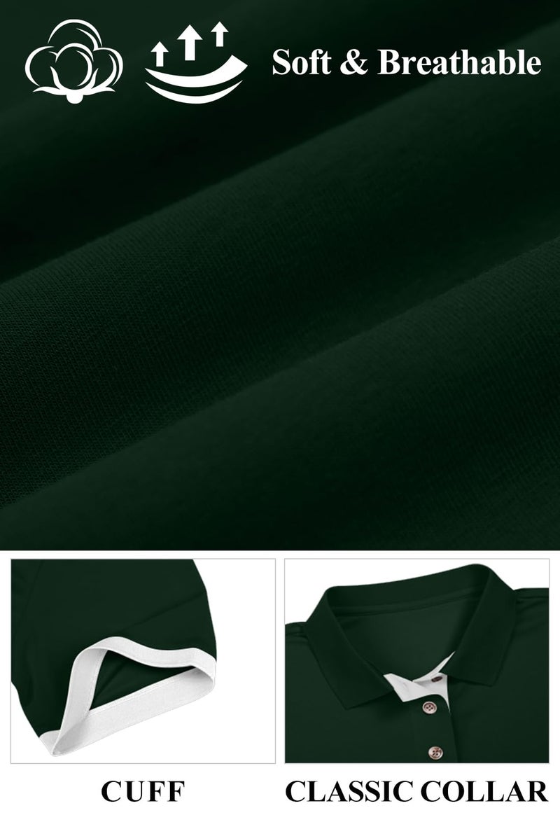 KUYIGO Men's Short Sleeve Polo Shirt Summer Classic Fit Tennis Golf St Patrick's Day Shirts Medium Hunter Green - Image 2