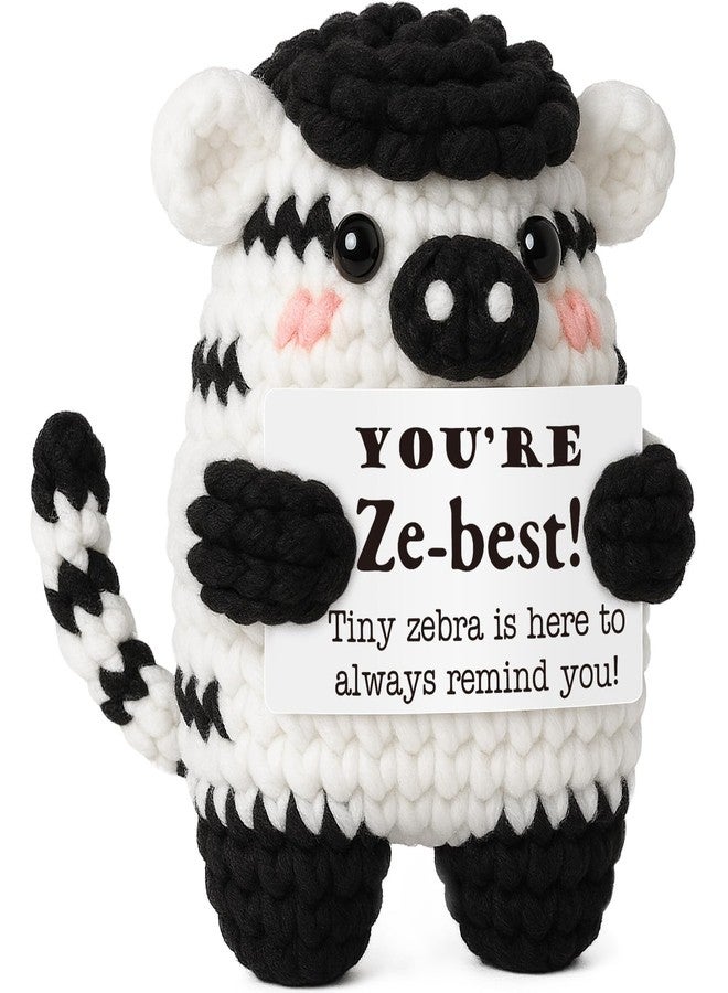 FEFAMM Mini Inspirational Gifts for Women Men Positive Cheer Support Zebra Galentines Birthday Gifts for Friends Coworkers Boss Sisters Self Care Gift Positive Crochet Animals Valentines Day Decorations - Image 1