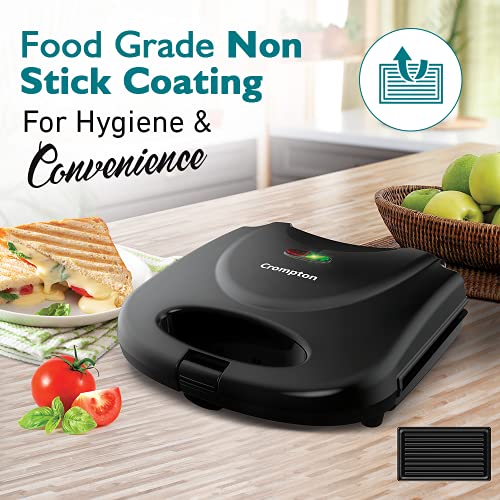 Crompton InstaServe Grill 800 Watts Sandwich Maker with Powerful Heating element (Black) - Image 3