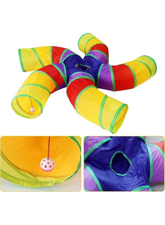 Interactive Foldable Hiding 5-Way Curved Tunnel With Hanging Ball For Cats (Swirl Patels Tunnel) | Puzzle & Training Cave Suitable For Cat, Kitten, Rabbit, Guinea Pig & Puppies - Image 3