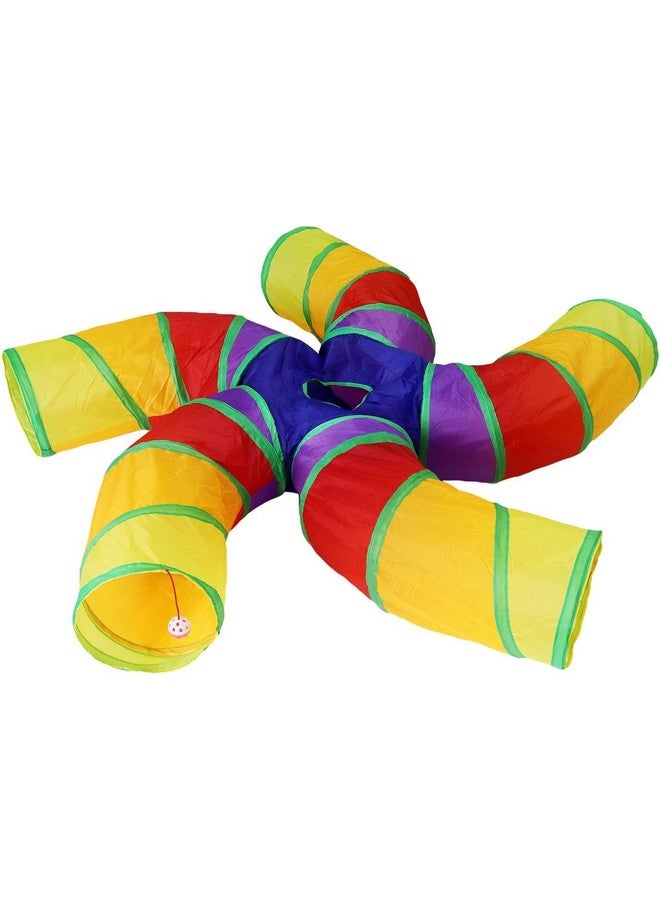 Interactive Foldable Hiding 5-Way Curved Tunnel With Hanging Ball For Cats (Swirl Patels Tunnel) | Puzzle & Training Cave Suitable For Cat, Kitten, Rabbit, Guinea Pig & Puppies - Image 1