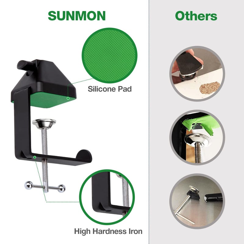 SUNMON Heavy-Duty Metal Table Mount Clamp, Desk Table Mount C Clamp For Microphone Mic Suspension Boom Scissor Arm with Adjustable Screw, Fits up to 2.48 inches/6.2cm Desktop Thickness by SUNMON - Image 5