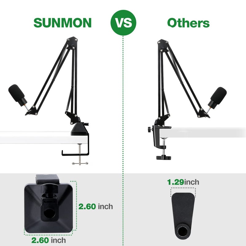 SUNMON Heavy-Duty Metal Table Mount Clamp, Desk Table Mount C Clamp For Microphone Mic Suspension Boom Scissor Arm with Adjustable Screw, Fits up to 2.48 inches/6.2cm Desktop Thickness by SUNMON - Image 4