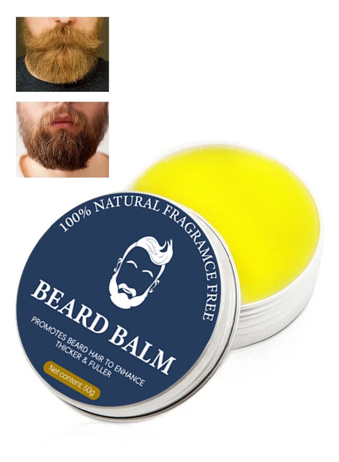Beard Balm for Men, Strengthens & Softens Beards, Leave in Conditioner Wax for Men, Fast Absorbing, Reduces Itch, Healthy Nourishing - 50g - Image 1