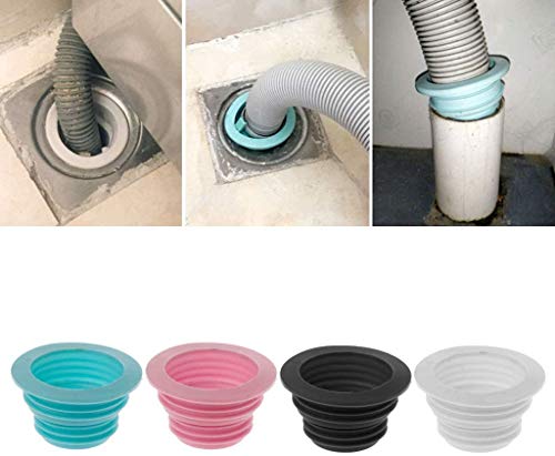 HEXONIQ® Drain Pipe Hose Seal Deodorant Silicone Sealing Plug,Kitchen Pipe Sewer Seal Ring Washing Machine Drain Multipurpose Pipe Connector Bathroom Kitchen Laundry (Random Colour) (Set of 4 PCS) - Image 5