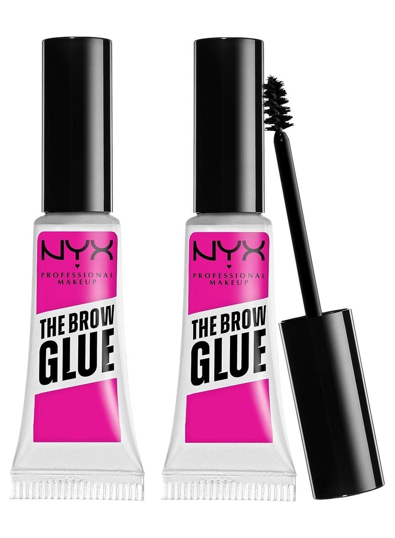جلو آرتس ان واي اكس غراء حواجب احترافي للماكياج، مصفف فوري للحواجب، مظهر حواجب مصفح، عبوة من قطعتين، شفاف، من ان واي اكس بروفشنال ميكاب - Image 1
