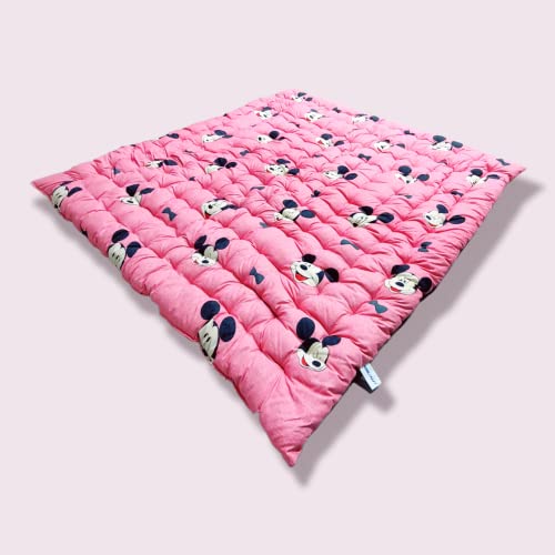 Deevine Craft Soft Cotton Quilt Foldable Movable Picnic Light Weight Filled Single Firm Mattress Gadda 3D Design Printed, Small Queen Capacity, 4 x 6 ft or 48 x 72 Inches Pink Mouse - Image 2