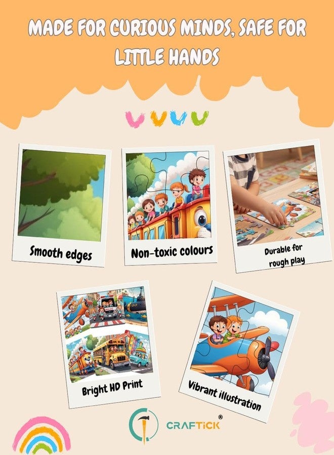 Craftick® Wooden Transport Vehicles Games for Jigsaw Puzzles | Perfect First Puzzle Toy | Fun & Easy Jigsaw Puzzle for Kids Age 2-5 | Return Gift - Image 3
