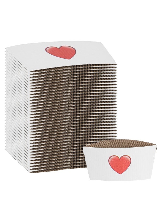 Restaurantware SLEEVES ONLY: Restpresso 5.1 x 2.8 Inch Coffee Cup Sleeves, 1000 Corrugated Hot Cup Sleeves - Heart Emoji, Heat-Tolerant, White Paper Disposable Coffee Sleeves, Secure Grip  - Image 2