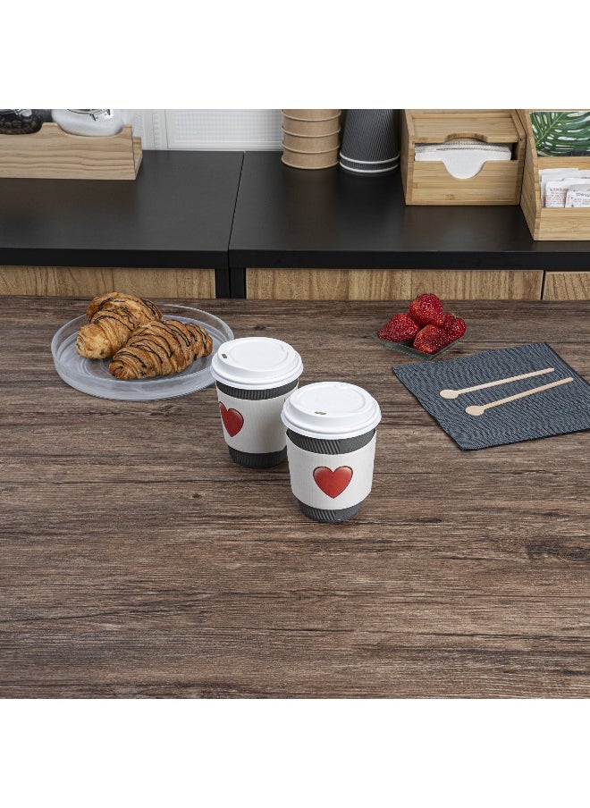 Restaurantware SLEEVES ONLY: Restpresso 5.1 x 2.8 Inch Coffee Cup Sleeves, 1000 Corrugated Hot Cup Sleeves - Heart Emoji, Heat-Tolerant, White Paper Disposable Coffee Sleeves, Secure Grip  - Image 5