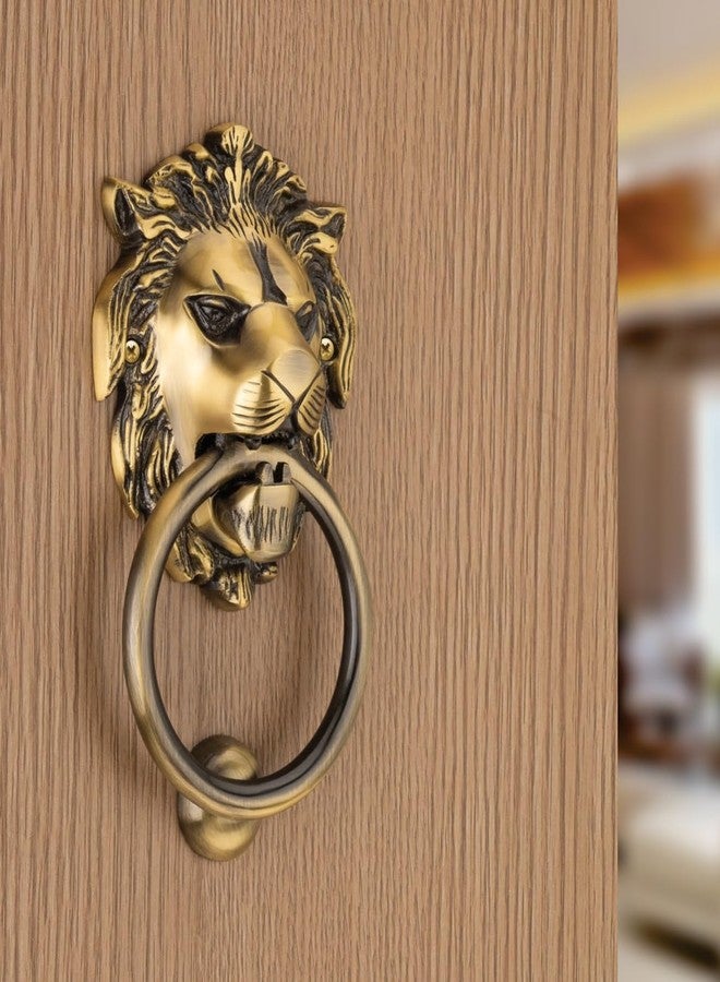 COMPASS Lion Mouth Brass Home Decor | Door Decor | Door Knocker with Antique Finish | 5" | Pack of 1 - Image 4