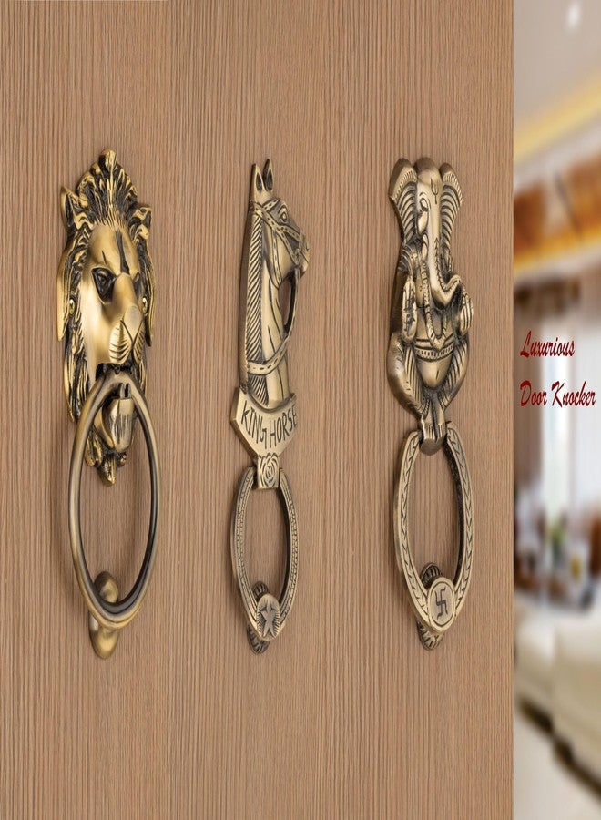 COMPASS Lion Mouth Brass Home Decor | Door Decor | Door Knocker with Antique Finish | 5" | Pack of 1 - Image 5