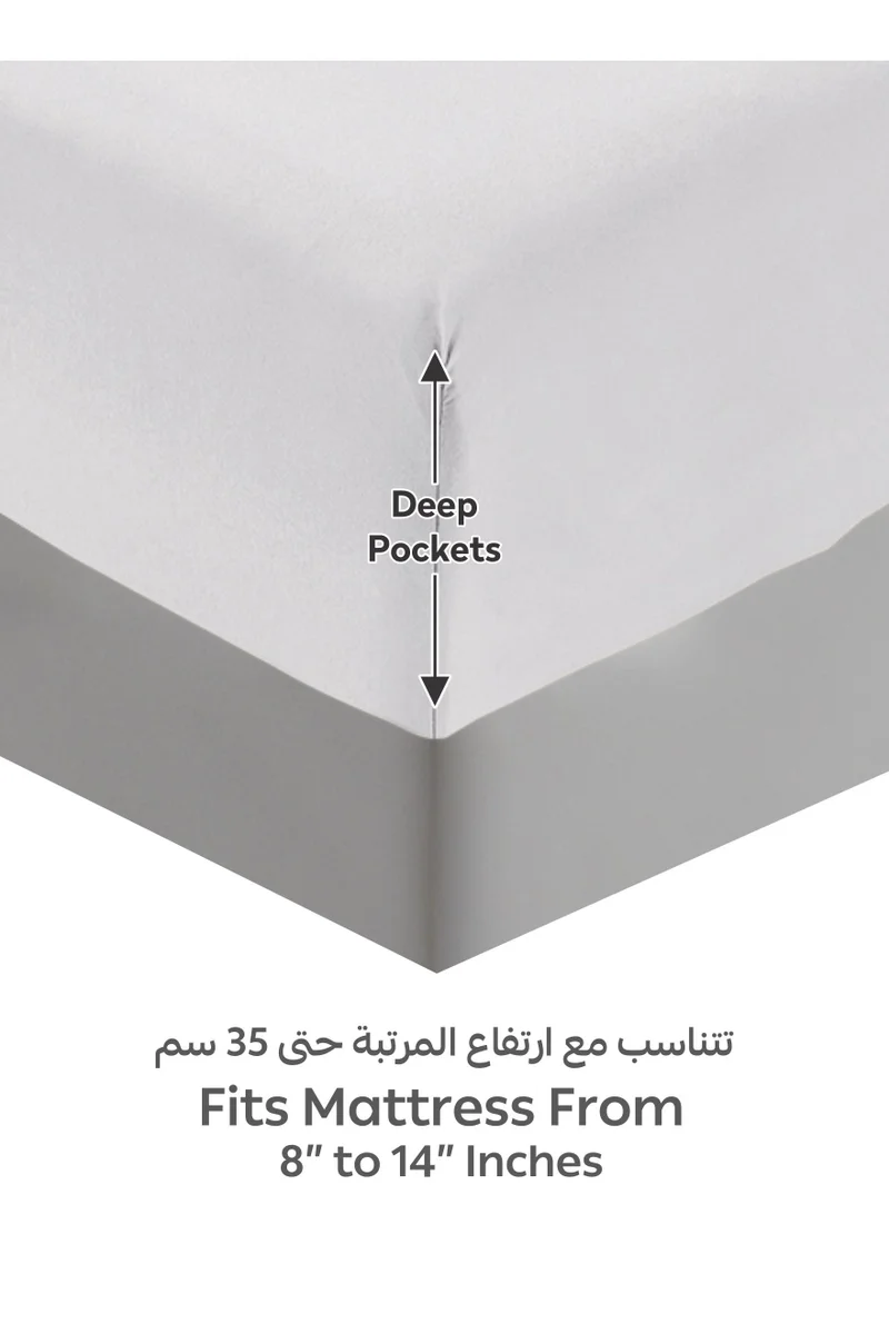 Donetella Bedding Fitted Sheet - Fits 200x200 Cm For King Bed - 3 Pcs (1 Fitted Sheet and 2 Pillowcases) - 35 Cm Deep Pocket - Solid Bed Sheet