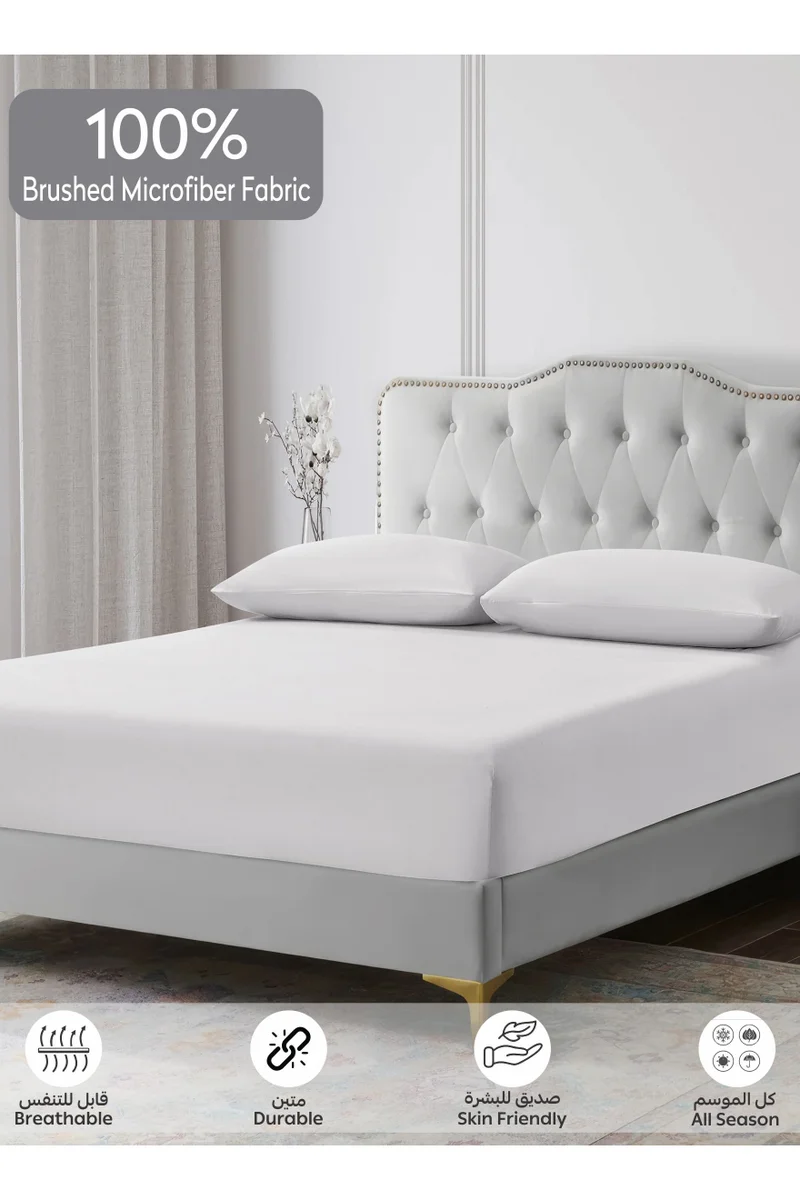 Donetella Bedding Fitted Sheet - Fits 200x200 Cm For King Bed - 3 Pcs (1 Fitted Sheet and 2 Pillowcases) - 35 Cm Deep Pocket - Solid Bed Sheet