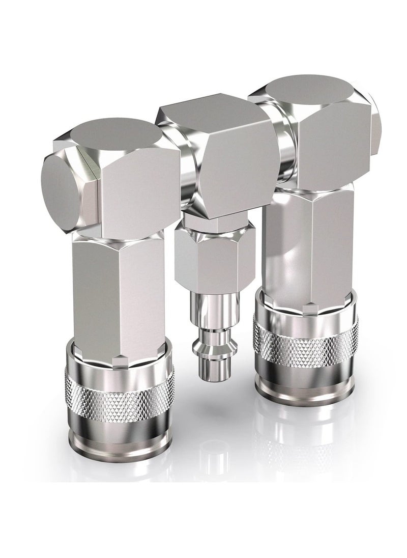 Air Hose Connectors 2 Way Air Hose Splitter Fittings 1/4 in NPT Air Compressor Fittings High Pressure Resistance Air Manifold Swivel 360 Degrees Connectors Air Compressor Accessories  - Image 1