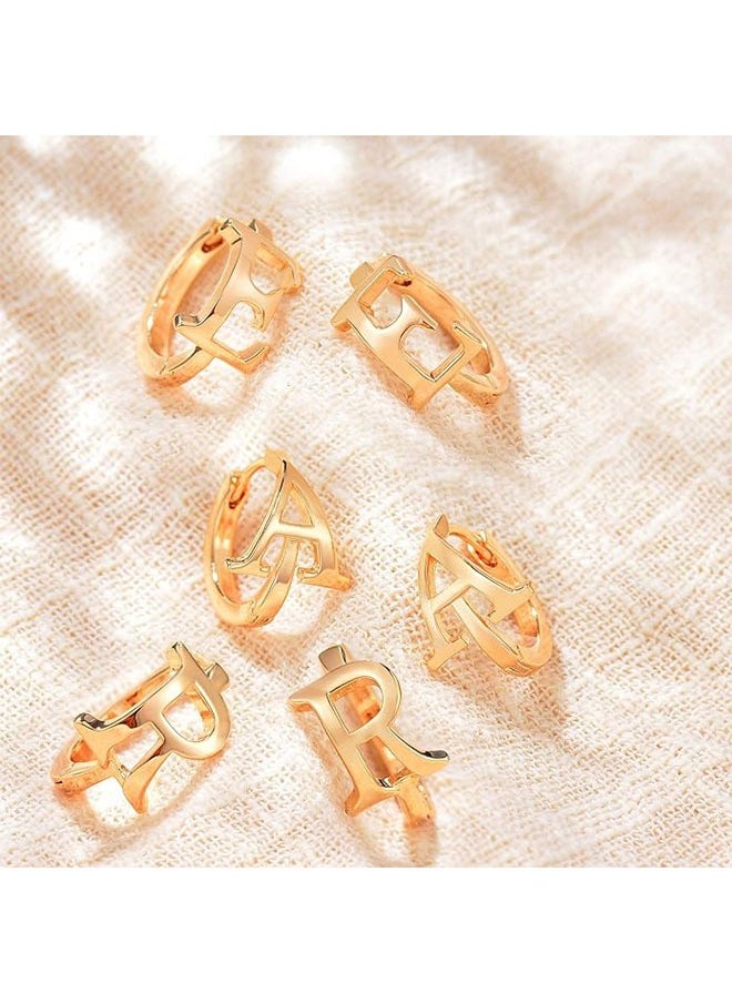 Mevecco - Women Huggie Hoop Earrings Gold Initial Sleeper 14K Gold Filled Small Simple Delicate Handmade Hypoallergenic Personalized Jewelry Gift - 26 Letters - Image 1