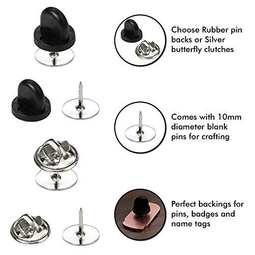 Millennial Essentials 100 Pairs Tie Tacks Blank Pins with Butterfly Clutch Backs for Craft Making (Silver) - Image 2