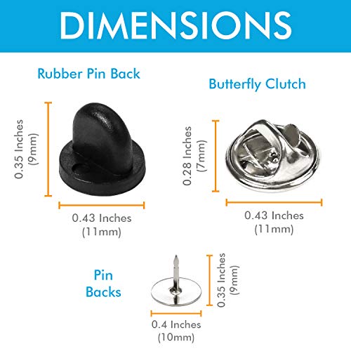 Millennial Essentials 100 Pairs Tie Tacks Blank Pins with Butterfly Clutch Backs for Craft Making (Silver) - Image 3