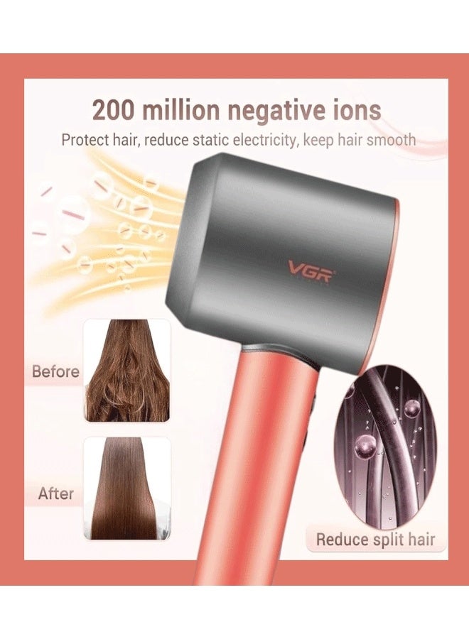 VGR V-440 Professional Hair Dryer & Styler – Brushless DC Motor 110,000 RPM – 1400W – High-Speed Ionic with Overheat Protection Black / Red - Image 3