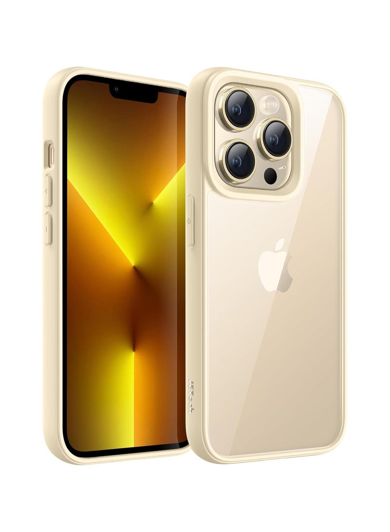 جراب لهاتف iPhone 15، غطاء ممتص للصدمات للهاتف، إطار TPU بلون سادة غير لامع، ظهر شفاف مضاد للخدش (بيج) - Image 1
