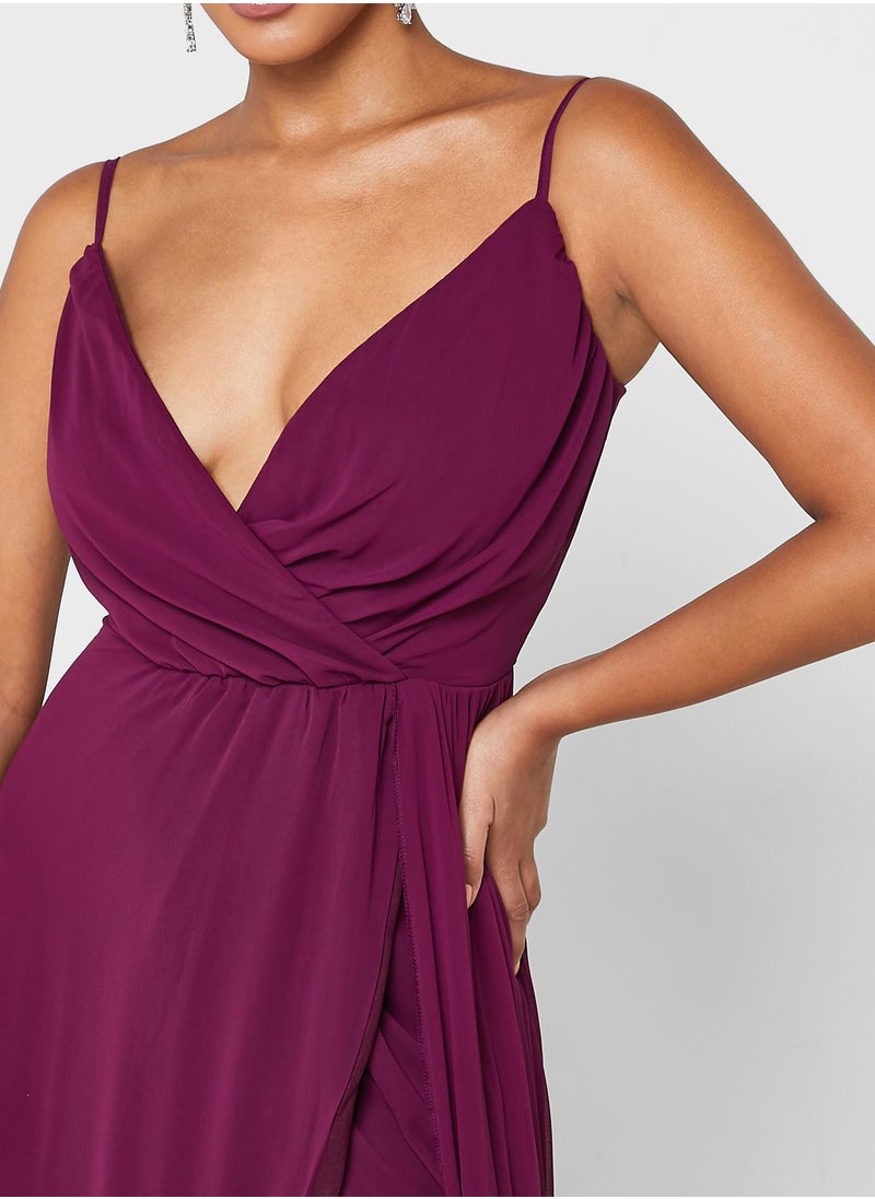 Strappy A-Line Dress With Slit