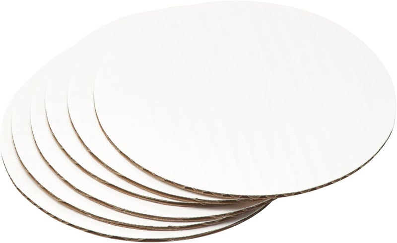 DecoPac Round Cake Board, Waxed Greaseproof finish, Sturdy Corrugated Cake Board, Pack of 6, White - 6 Inch - Image 1