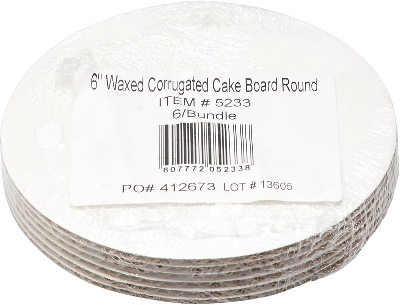 DecoPac Round Cake Board, Waxed Greaseproof finish, Sturdy Corrugated Cake Board, Pack of 6, White - 6 Inch - Image 4