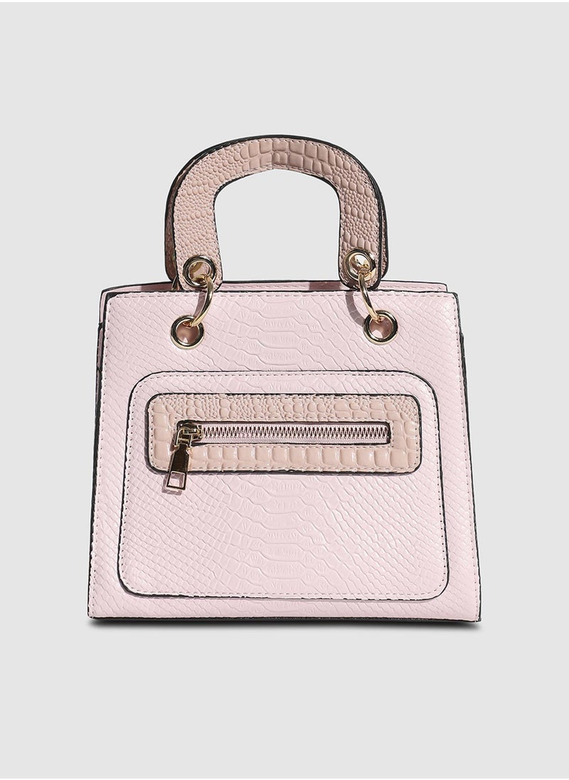 Haute Sauce - Croc Mini Handbag - Light Pink - Image 1