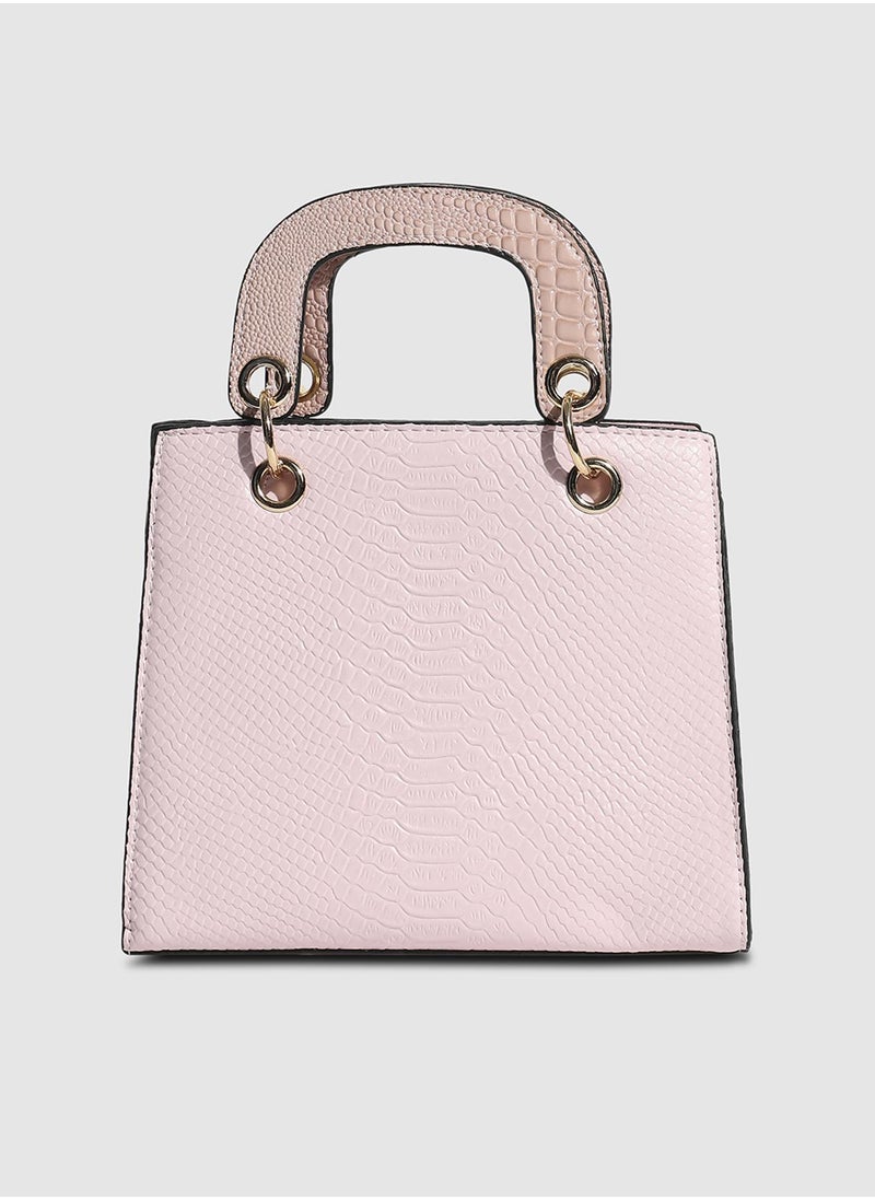 Haute Sauce - Croc Mini Handbag - Light Pink - Image 1
