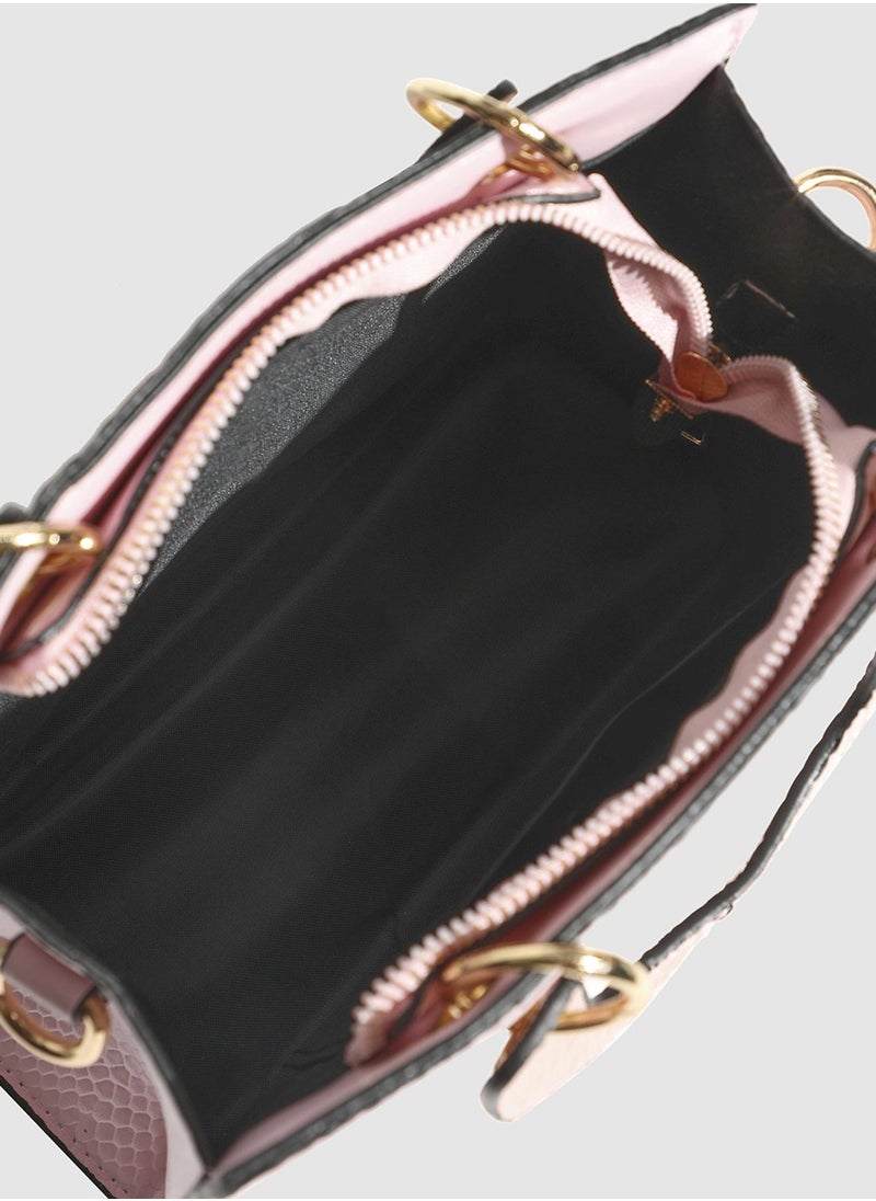 Haute Sauce - Croc Mini Handbag - Light Pink - Image 1