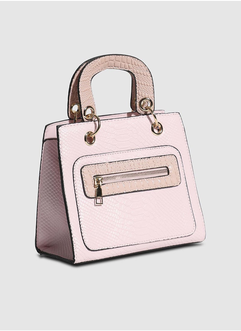 Haute Sauce - Croc Mini Handbag - Light Pink - Image 1