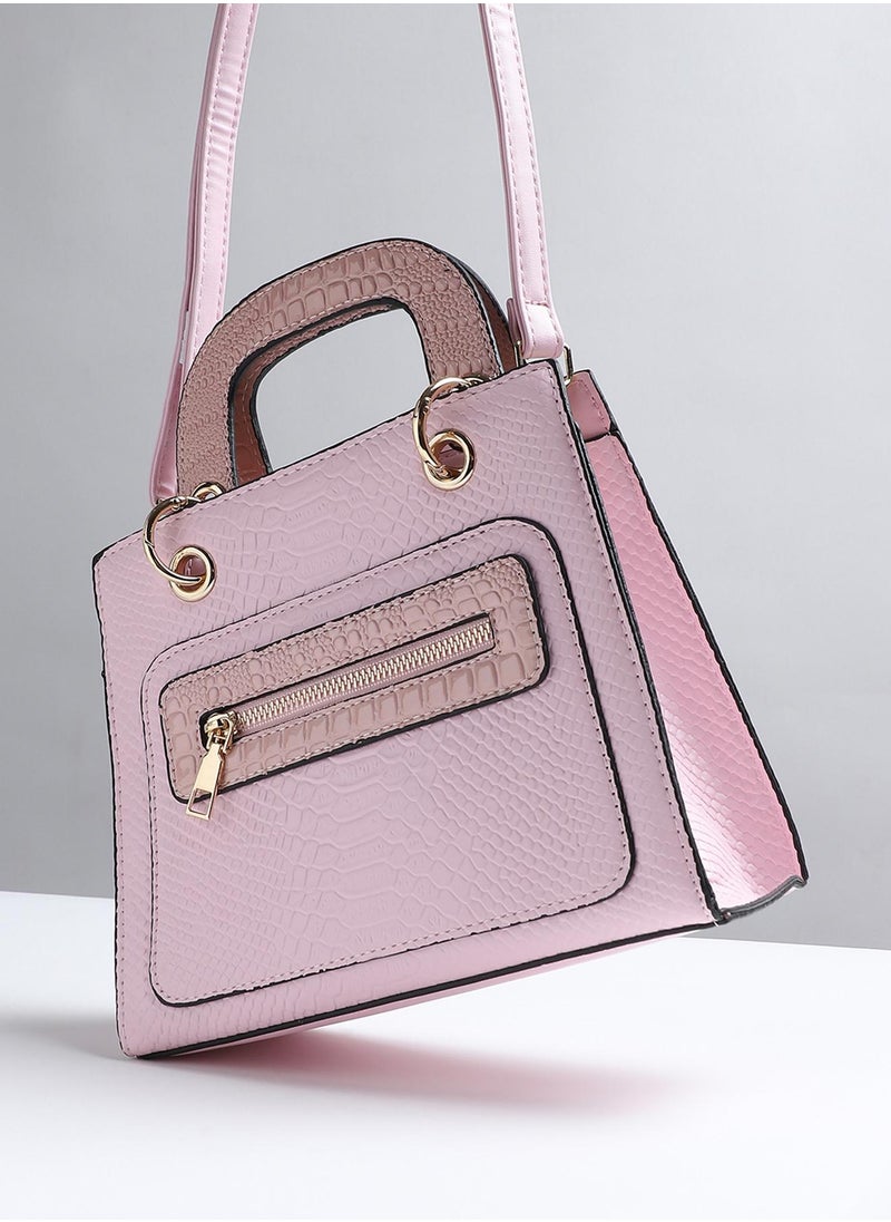 Haute Sauce - Croc Mini Handbag - Light Pink - Image 1