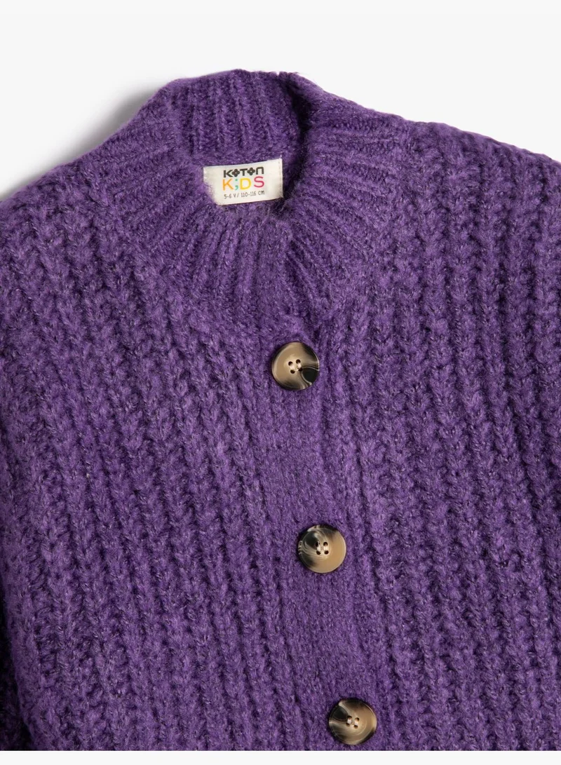 كوتون Knit Cardigan Long Sleeve Button Closure Round Collar