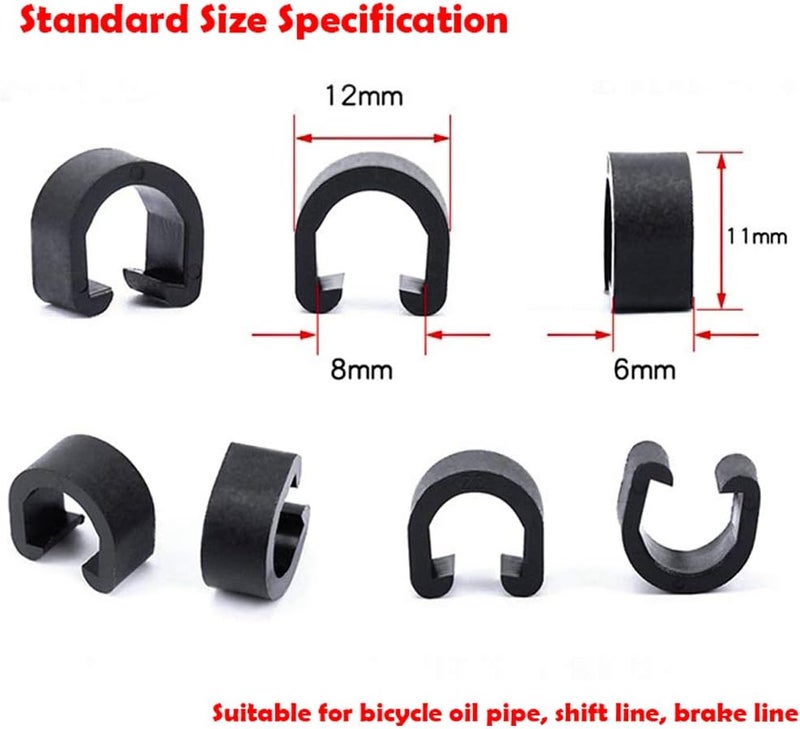Farbetter Alloy Stick-On Guides W/C-Clips, C-Clips Clamps Housing Hose Guide with Adhesive Seat for MTB Road Bike Hydraulic Brake Cable, Brake Derailleur Shift Cables, 6 Sets (6pcs Base+ 6pcs Clip) - Image 3