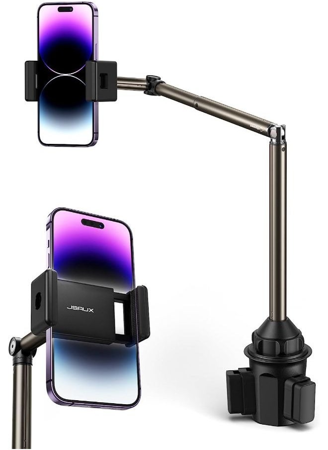 JSAUX - JSAUX Cup Holder Phone Mount for Car/Truck, Metal Long-Arm Ultra Stable Durable Phone Holder Car Cupholder Adjustable Cup Cell Phone Holder for Car Compatible with iPhone, Samsung Galaxy, Google Pixel - Image 1